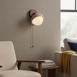 Wabi-Sabi Travertine & Wood Half-Moon Wall Sconce