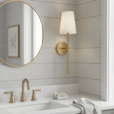 Modern Metal Fabric Shade Long-Rod Wall Sconce