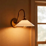 Vintage Curved Arm Glass Wall Lamp