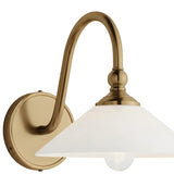Vintage Curved Arm Glass Wall Lamp
