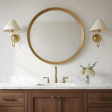 Retro Linen Brass Curved Wall Lamp