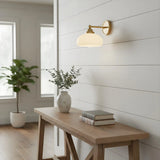 Industrial-Style Milky White Dome Wall Lamp